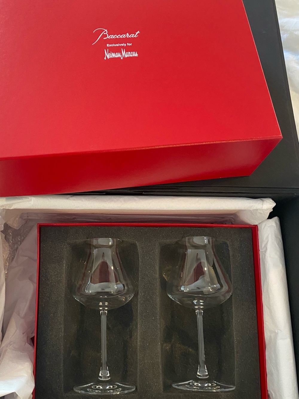 Set of 2 Neiman Marcus x Baccarat Château Red Wine Glasses with Baccarat box